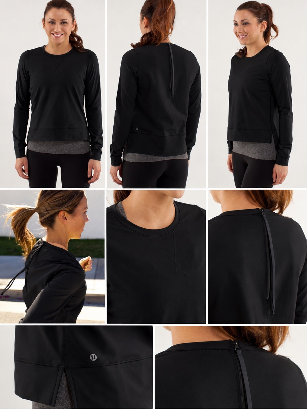 Lululemon Run:Warm Up Crew Back Zip Pullover Black Size 8
